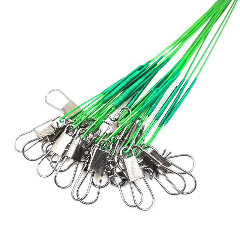 10Pcs Steel Fishing Line Steel Wire Leader With Swivel Olta Fishing Accessory Lead Core Leash Fishing Leader Wire Tackle Pesca