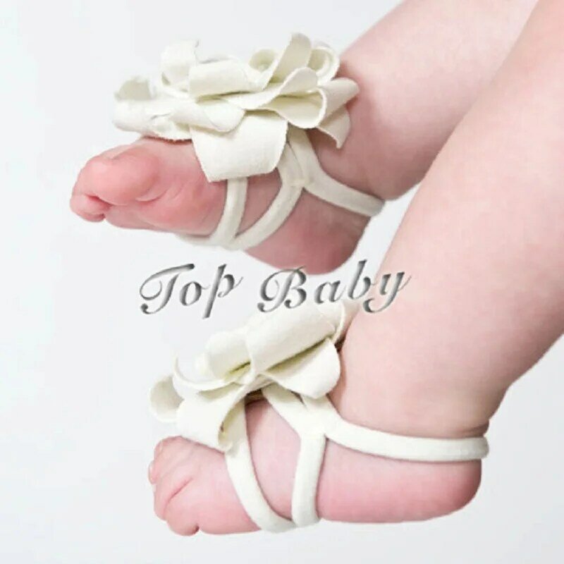 Hooyi-muñequera elástica de algodón con estampado Floral para bebé, accesorio para niño y niña recién nacido, sandalias de calcetín para el pelo, F6