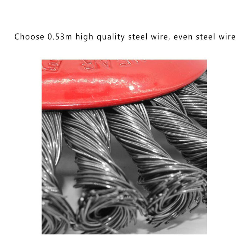 Cepillo de rueda de alambre de acero con nudo giratorio, eliminación de óxido, disco de cepillo de taza de rueda de alambre para amoladora angular, M14