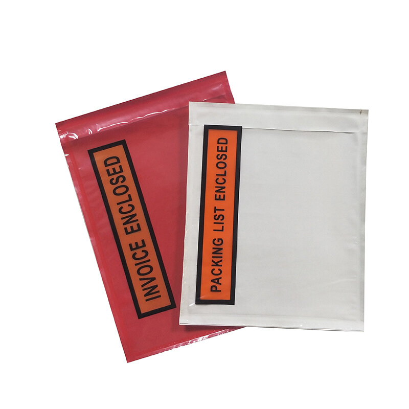 50pcs-4.5x5.5 7x10 lista de embalagens envelope claro face fatura deslizante fechado bolsa etiqueta autoadesiva envio