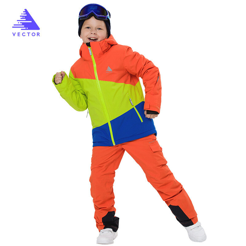 Crianças térmicas terno de esqui meninos meninas calças jaqueta de esqui definir jaqueta de neve à prova dwaterproof água inverno menino esqui e snowboard jaqueta