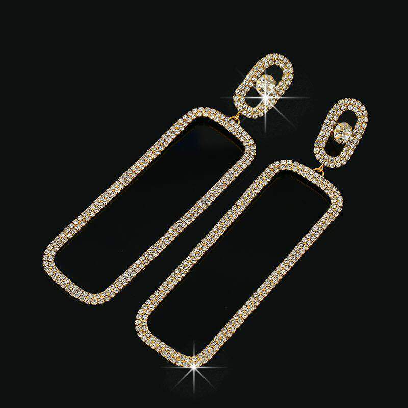 Boucles d'oreilles géométriques en cristal pour femmes, nouvel arrivage, luxe, longue, scintillante, strass, Simple, mode, JewelryE090, 2020