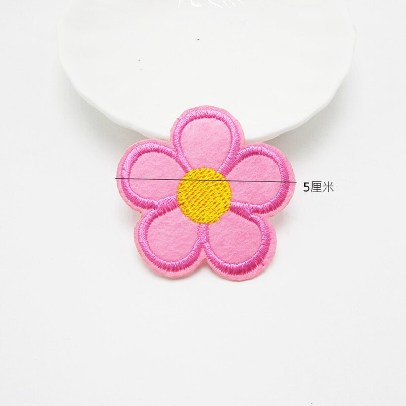 100pcs/lot Embroider Candy color fabric sunflower heronsbill Appliques Patches for garment shoe DIY Headwere Accessory