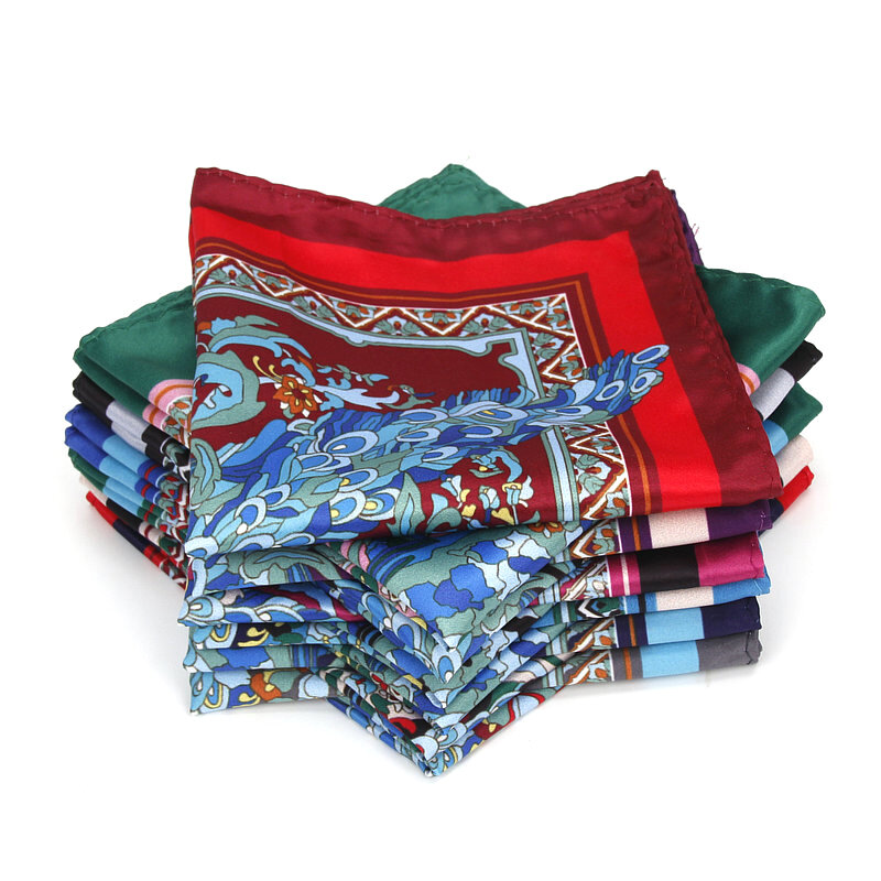 2018 Men's Brand Handkerchief Vintage Birds Pocket Square Soft Hankies Wedding Party Business Artificial Silk Chest Towel Gift