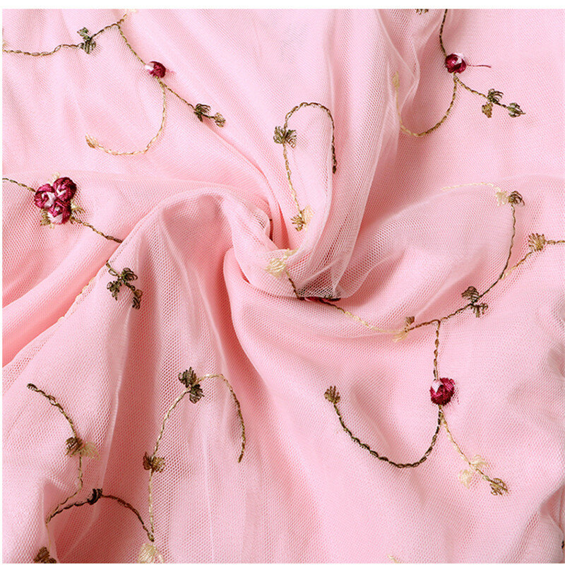 Camisa con bordado Floral para mujer, Blusa de encaje de malla con espalda de manga corta, Tops cortos A832 2018