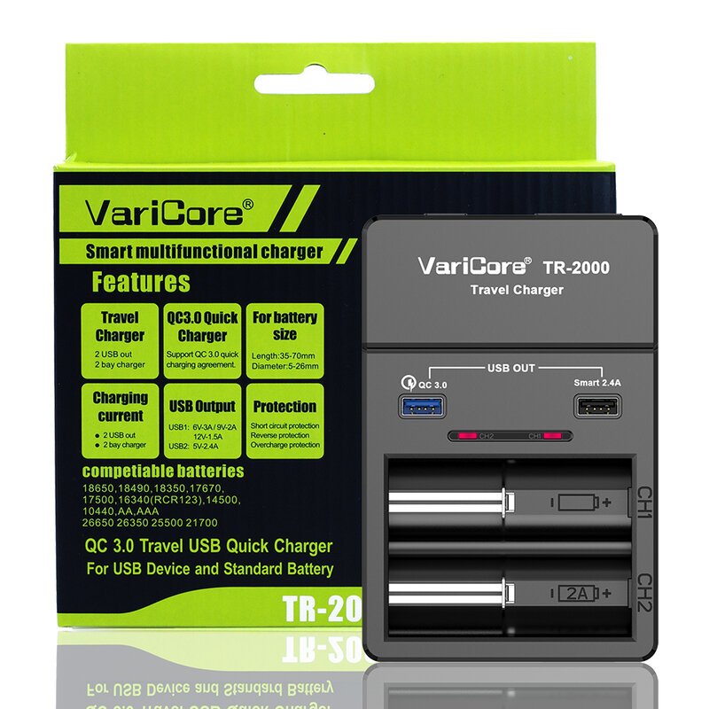 VariCore V40 V20i 3.7V 18650 LCD Carregador de Bateria de Recarga 18650 26650 18350 AAA AA 16340 10440 17500 25500 10440 Capacidade de Teste