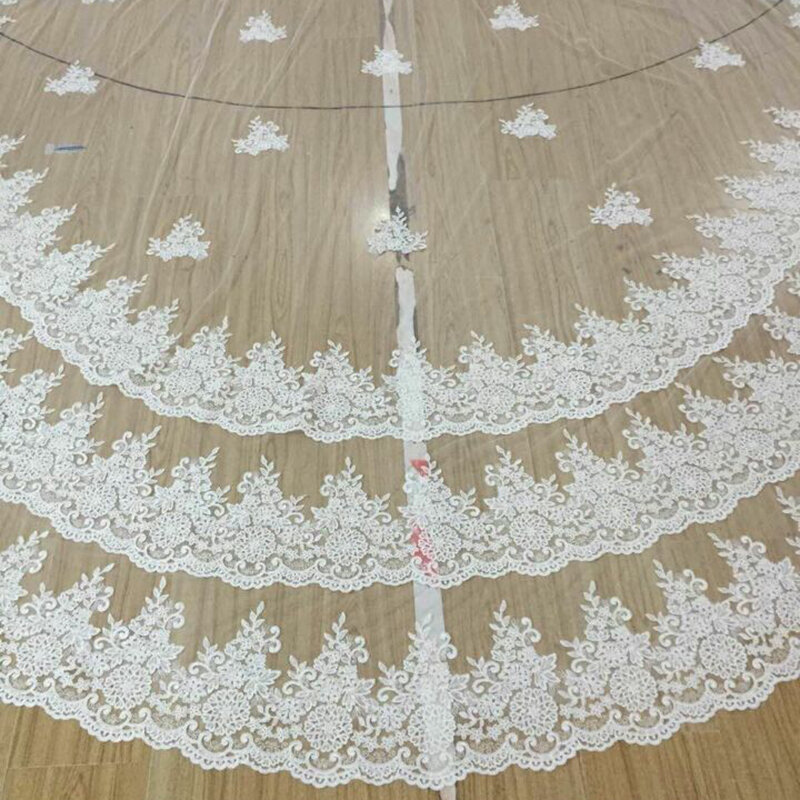 Luxury 5 Meters Full Edge with Lace Bling Sequins 3 Layers Long Wedding Veil with Comb White Ivory Bridal Veil 2023 Accessories