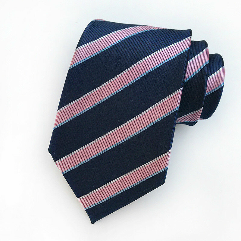 Gravata masculina listrada com 8 cm, jacquard de seda, gravata azul marinho para negócios, casamento, novo, 2018