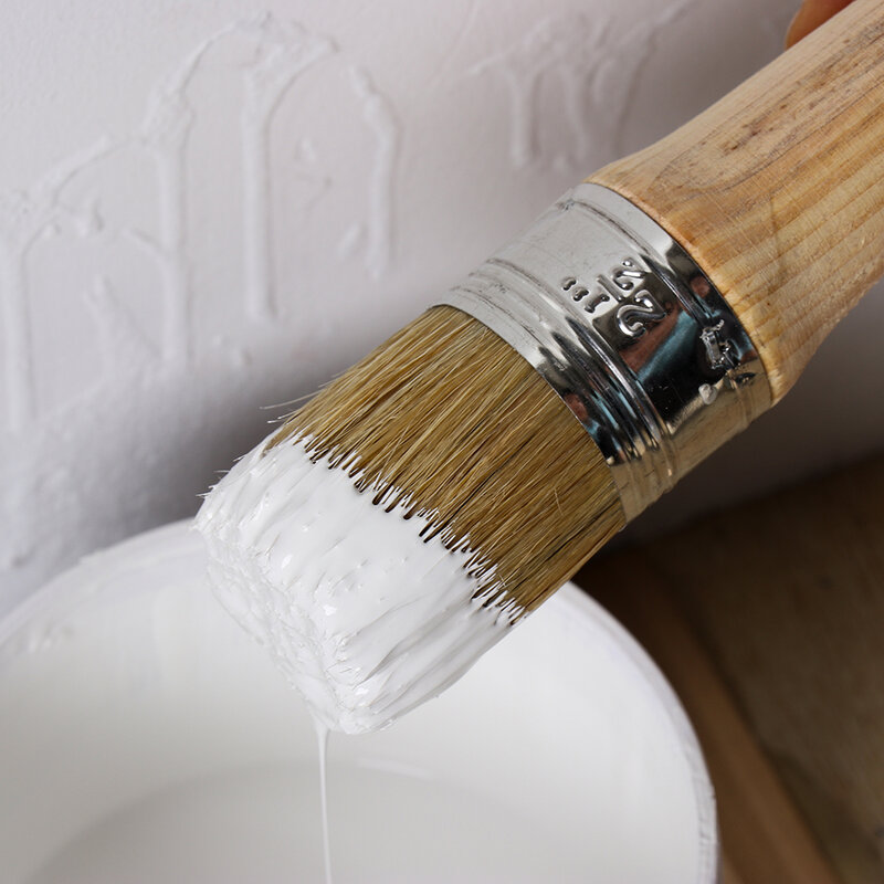 1PC manico in legno con setole naturali gesso pittura ad olio cera pennello mobili stencil arte decorazioni per la casa pennello spazzola per pulizia auto