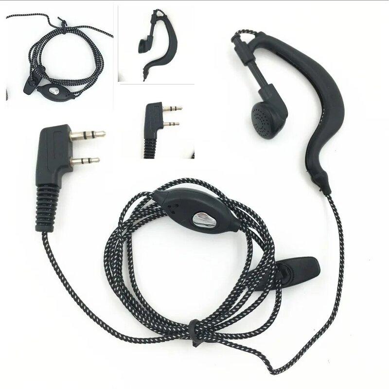 Baofeng-walkie-talkie de 2 pines, auricular con micrófono, banda de nailon, radio para baofeng 888s BF uv5r 5re B2LUS UV82 GT-3