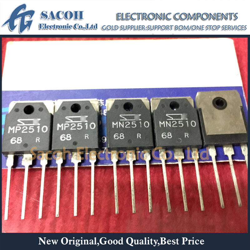 Transistores originais do poder do silicone, NPN e PNP, MN2510, MP2510, 25A, 100V, 2 pares, 4 PCes pelo lote, novos