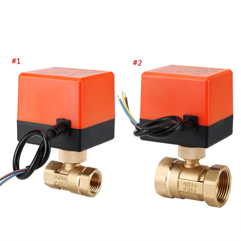 DN15/DN20/DN25 válvula de bola de rosca motorizada eléctrica de latón AC 220V de 2 vías de 3 hilos 1.6Mpa con actuador para agua, gas, aceite