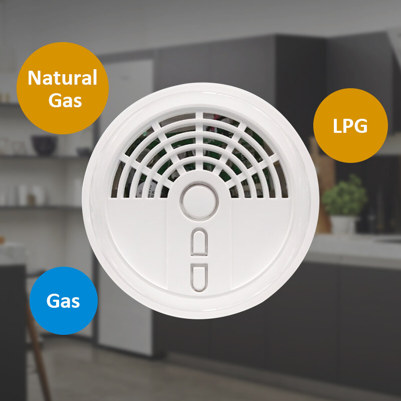 Wired Gas Leak Detector Alarm Sensor MD-2003 Indoor Ceiling Natural Gas Detecting for Home Kitchen All Alarm Panel System