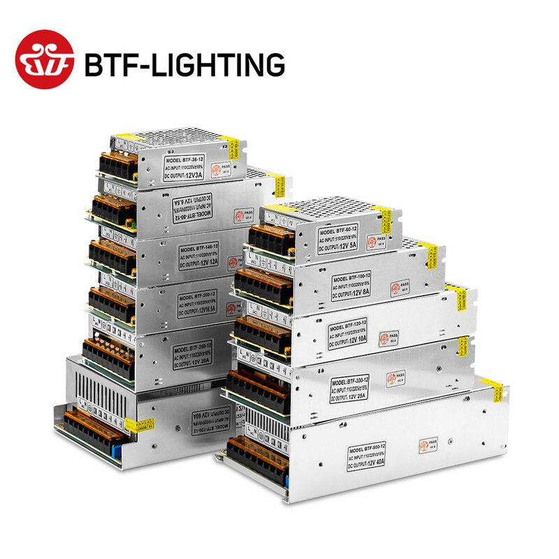 Interruptor LED transformador de alimentação, 5V, 12V, 24V, WS2812B, SK6812, 1A, 2A, 3A, 5A, 6.5A, 8.5A, 10A, 12.5A, 16.5A, 20A, 25A, 30A, 40A, 50A, 60A