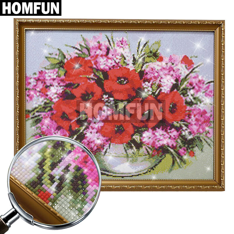 HOMFUN Full Square/Round Drill 5D DIY Diamond Painting "Girl pearl" Embroidery Cross Stitch 5D Home Decor Gift A02160