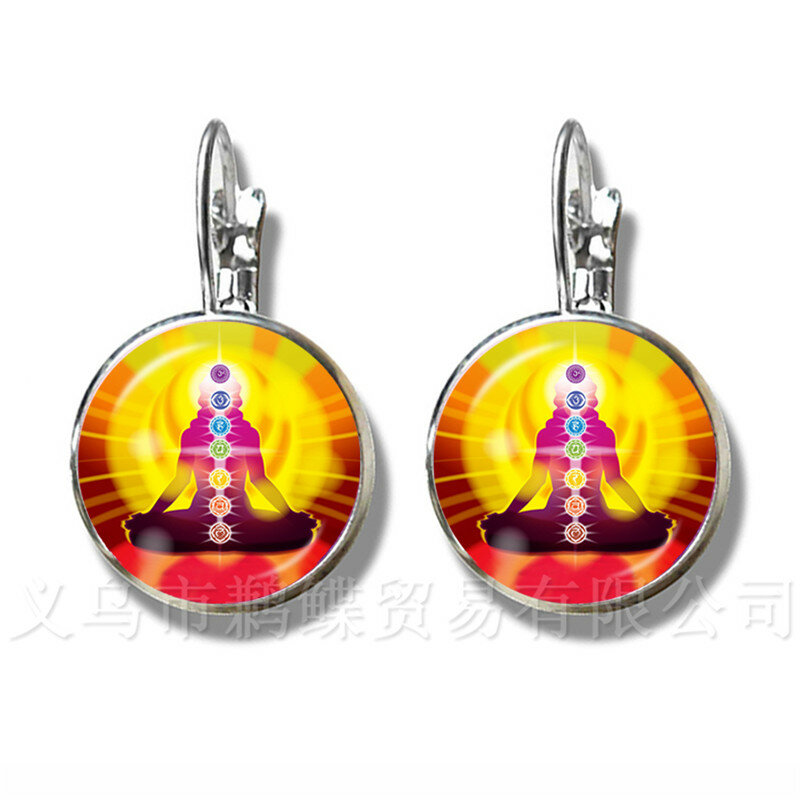 Chakra Earrings Zen Charms Fashion Om Yoga Meditation Jewelry Stud Earrings For Women Accessories Buddhism Jewelry Gift