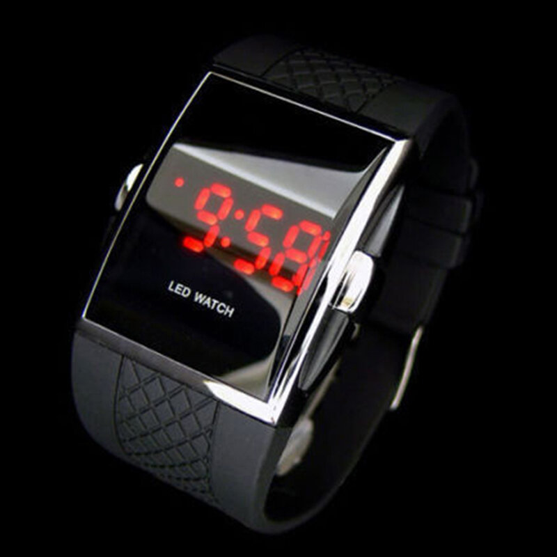 Montre-bracelet de sport unisexe à affichage numérique LED, boîtier carré décontracté, cadeau à la mode