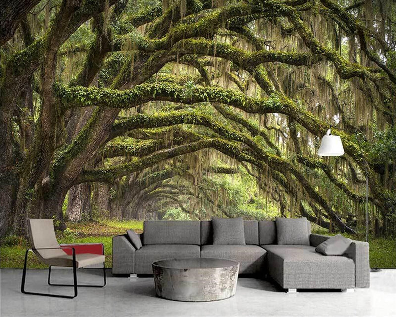 Beibehang 3d Behang Natuur Dream Forest Bos In De Kleine Road 3D Woonkamer Tv Muur Behang Voor Muren 3 D