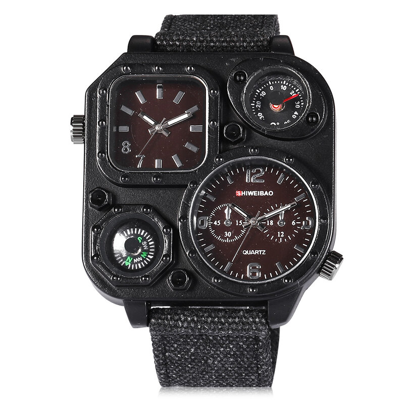Quartz Heren Horloges Top Brand Luxe Canvas Strap Sport Horloge Voor Mannen Daul Keer Militaire Relogio Masculino Quartz-horloge