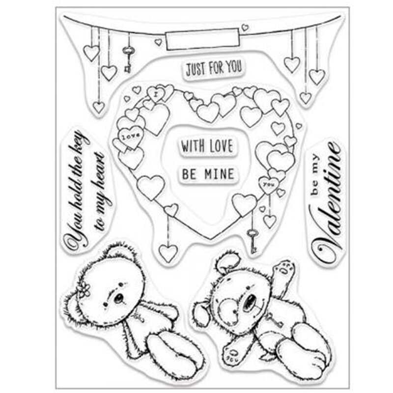 Just For you Bear Clear Silicone Stamp Handicraft Scrapbooking Card Photo Making Embossing Template Stencil Decoration