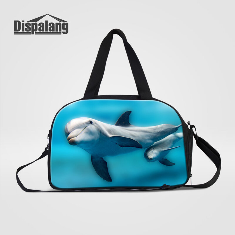 Dispalang Luggage Bag Large Capacity Men Travel Bags Dolphin Women Travel Duffle Tote Bags Shoes Storage Weekend Crossbody Bags