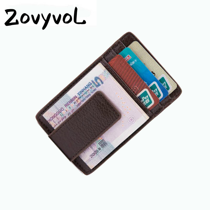 Zovyvol กระเป๋าใส่เงินลำลองสำหรับผู้ชายและผู้หญิง, ที่ใส่บัตรประชาชนหนัง PU กระเป๋าเงินใส่บัตรสีน้ำตาลดำใหม่2024