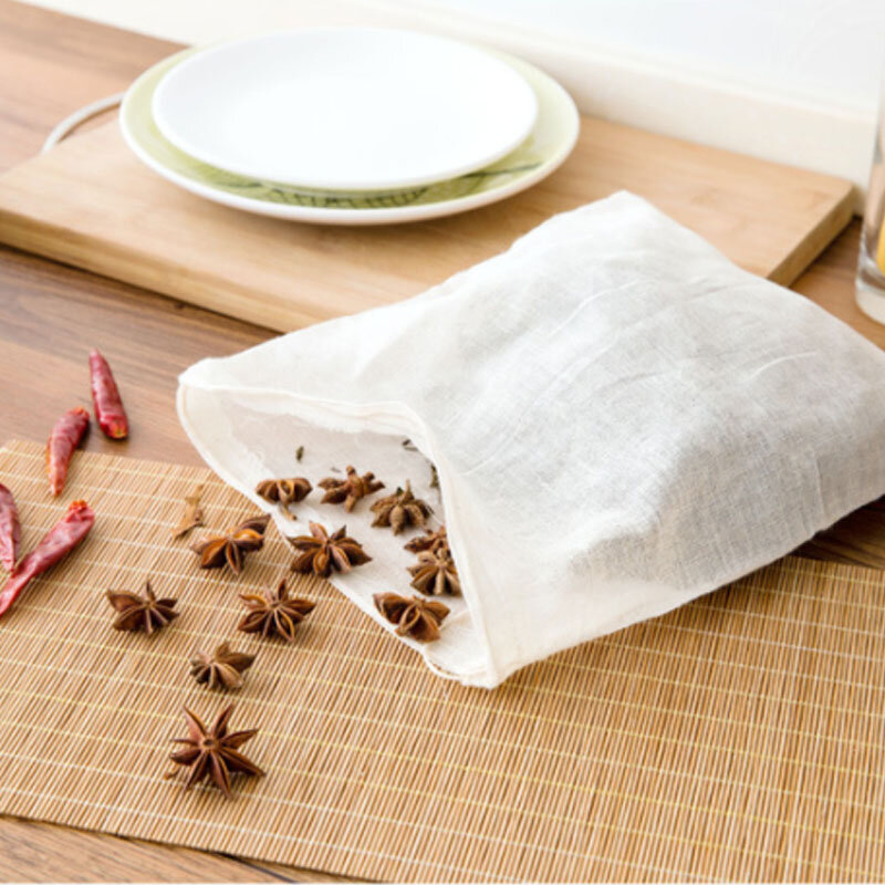 1 pc reutilizável medicina chinesa saco de filtro linho coador de algodão portátil multifuncional sopa chá sacos cozinha gadgets