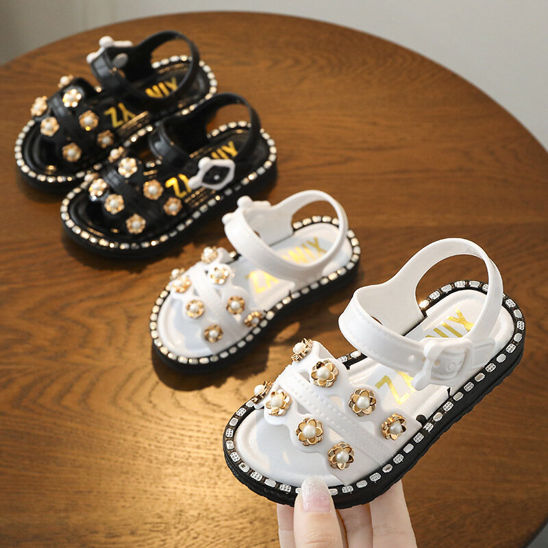 Girls Sandals Summer Kids Shoes PVC Children Beach Sandals Student Girls Party Wedding Shoes Baby Girls Crystal Princess Shoes