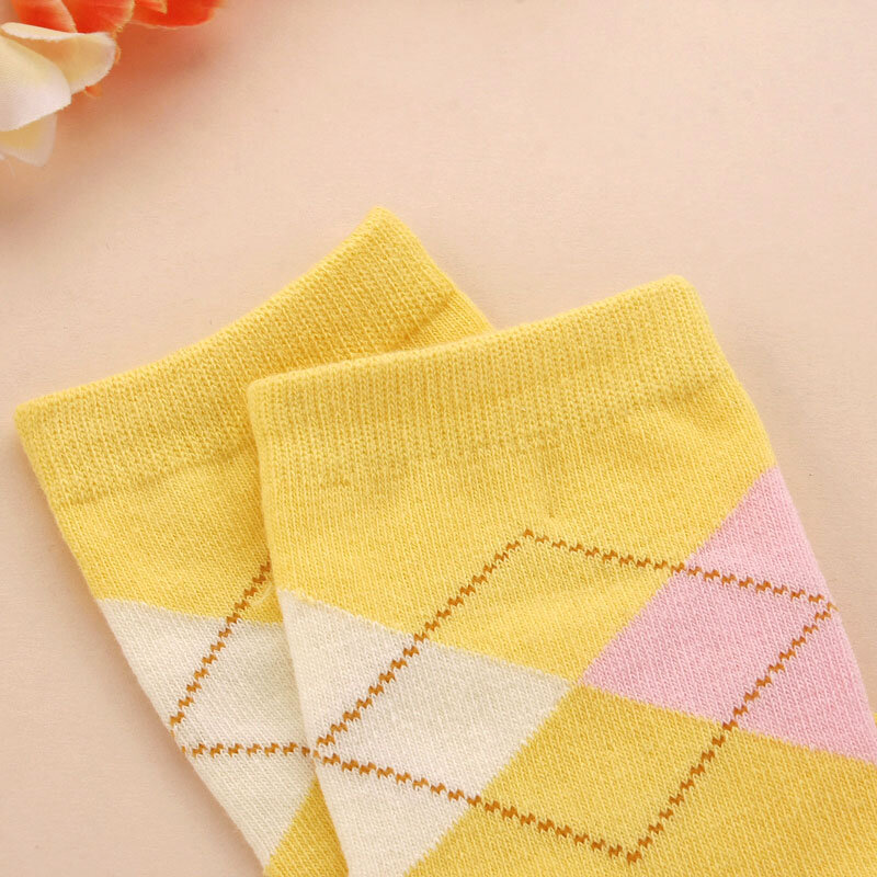 OLN Fashion Spring Winter Women Rhombus Multi Color Short Sock Suits For EU36-47 5 pairs Cute Sweet style Socks Free Shipping