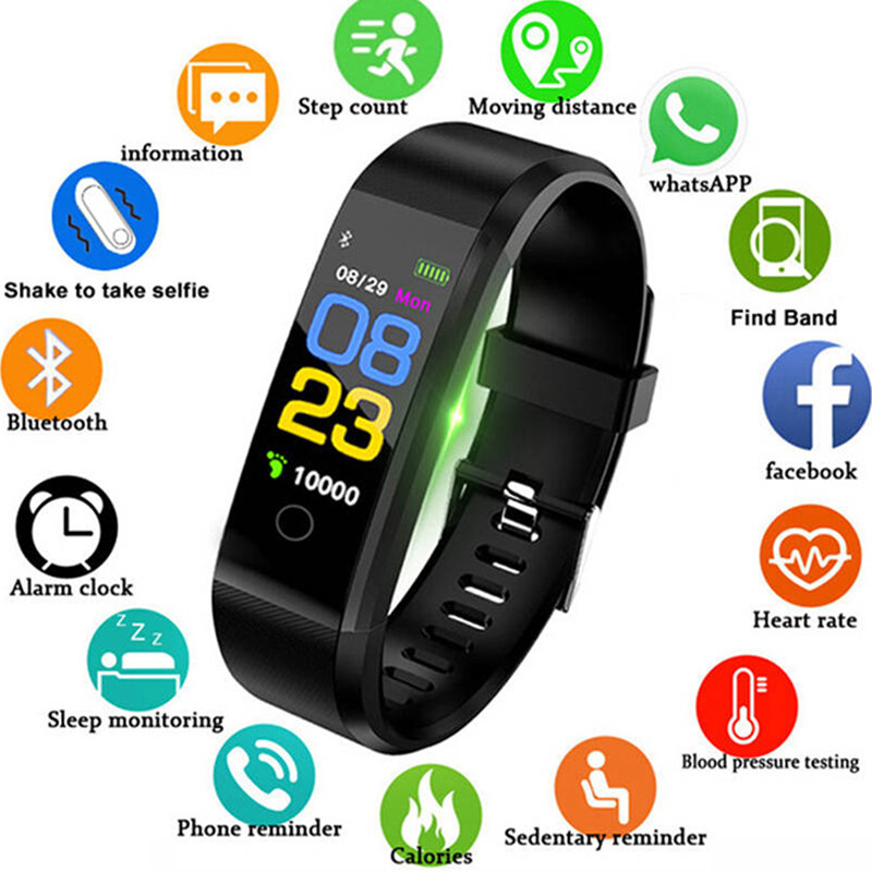 2019 Smart Band Men Women Heart Rate&Blood Pressure Wristband Fitness Bracelet Calories Sports Watches for Android pk fitbits