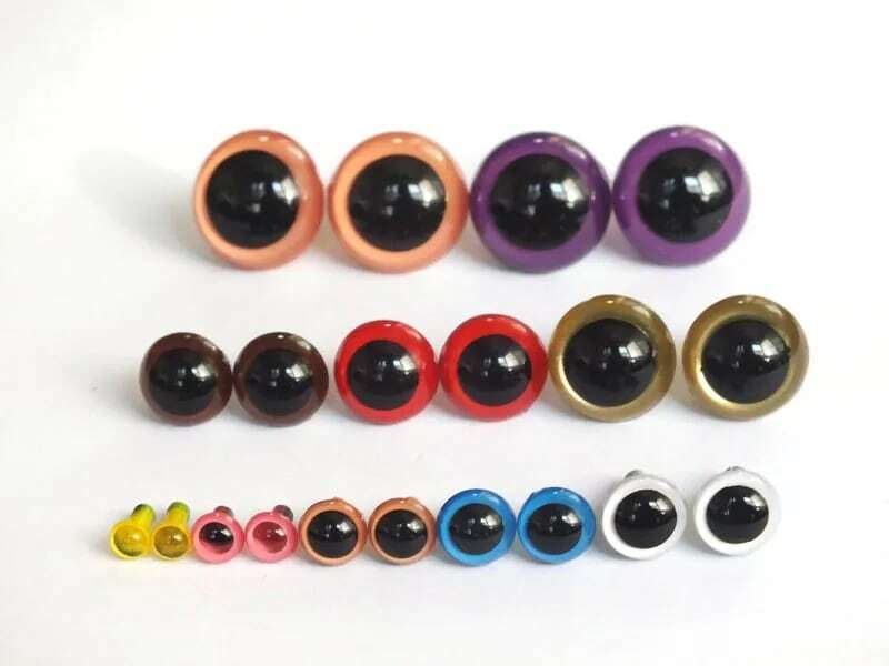Ojos de juguete de colores mezclados, Ojos de oso de seguridad con arandela, 10 colores, 5-18mm, 50 unidades por lote
