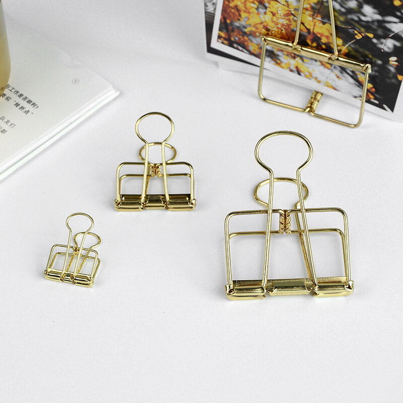 Nordic Style Seal Golden Tail Clip Snack Long Tail Folder Metal Hollowed Seal Clip Office Accessories Binder Clips Metal Clips