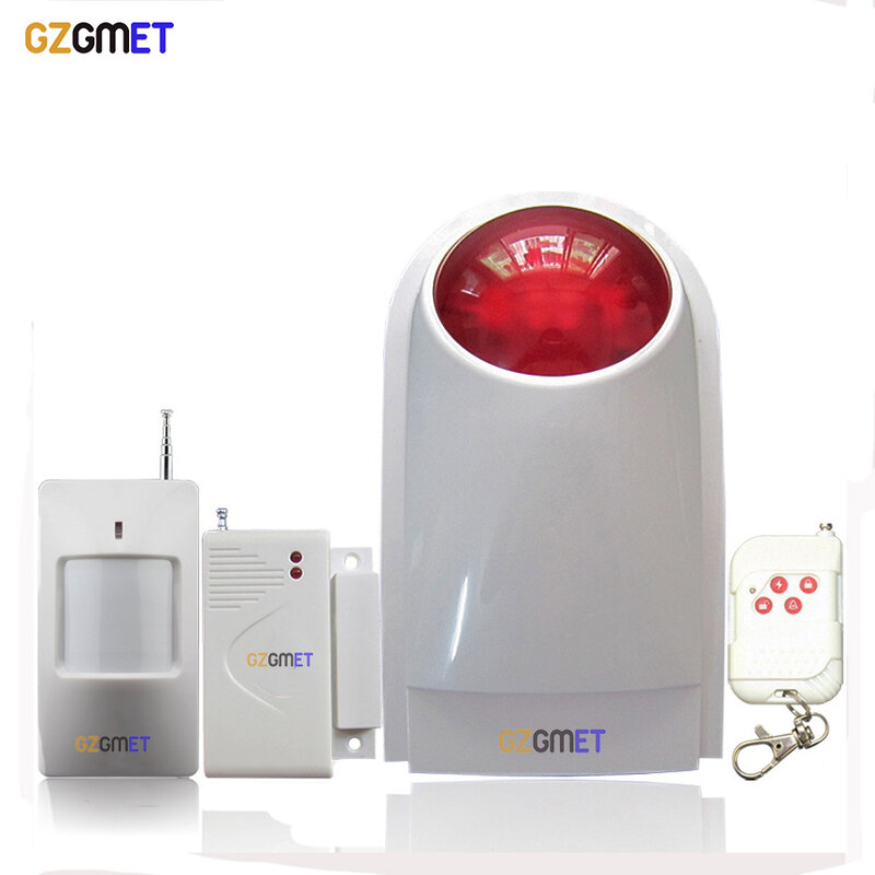 GZGMET 433mhz Drahtlose 110db Blinkende Alarm Strobe Sirene Home Security Alarm System Anzug für Host Tastatur