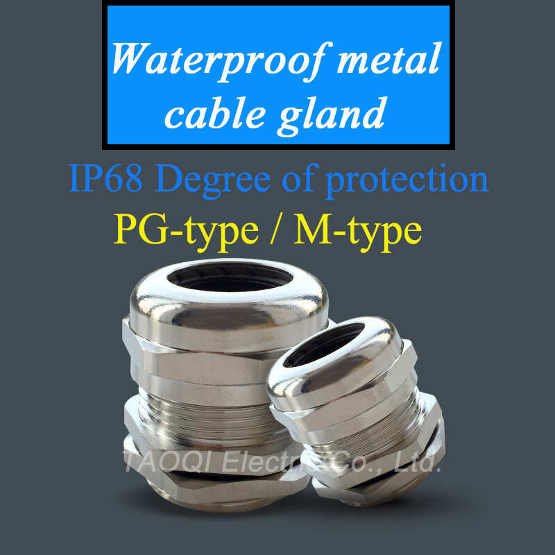 Conector com glândulas de fio para cabo, conector de 3-44mm com metal em níquel e metal ip68 à prova d'água