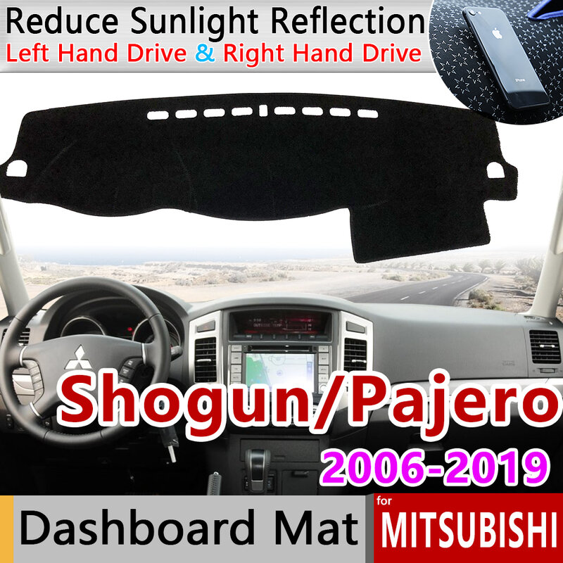 Untuk Mitsubishi Pajero Shogun Montero 2006 ~ 2019 V80 V87 V93 V97 Anti-Slip Mat Dashboard Cover Karpet Kerai dashmat Aksesoris
