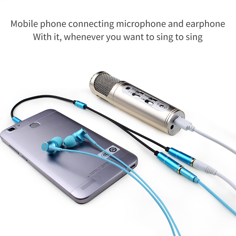 Cable de micrófono auxiliar de 3,5mm para auriculares portátiles 1 macho 2 Cable Famle extensión combinada Adaptador de Audio móvil un divisor de dos puntos