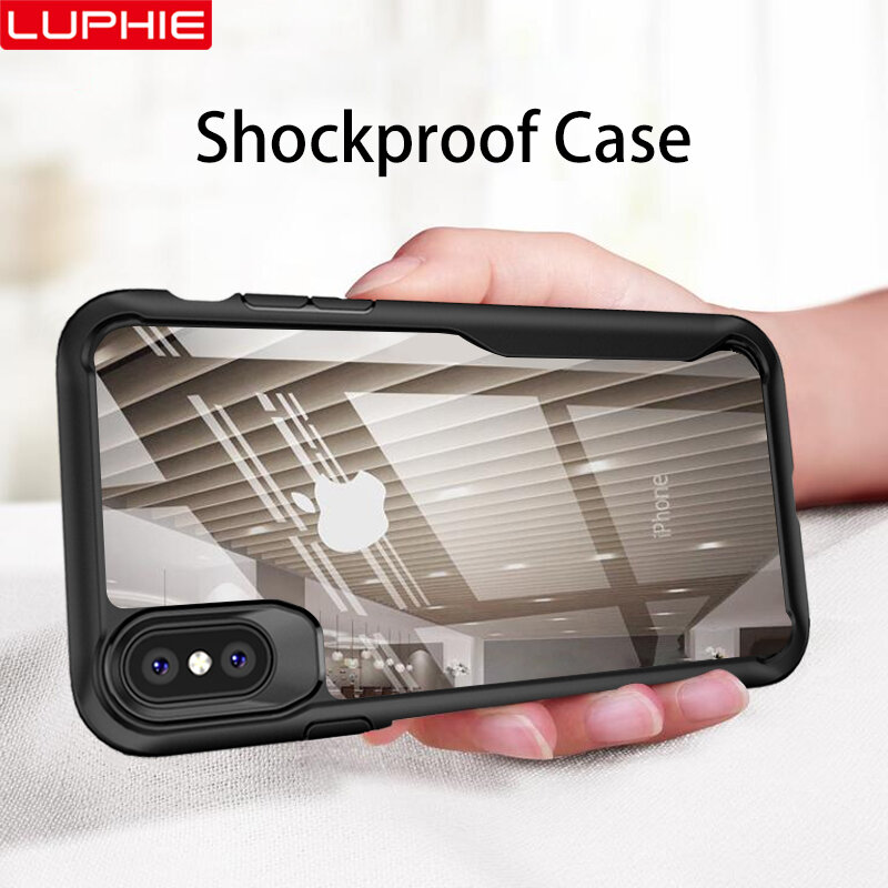 LUPHIE Shockproof Armor Case For iPhone 15 14 Plus 13 12 11 Pro XR 8 7 Plus Transparent Case For iPhone 12 XS Max Silicone Case