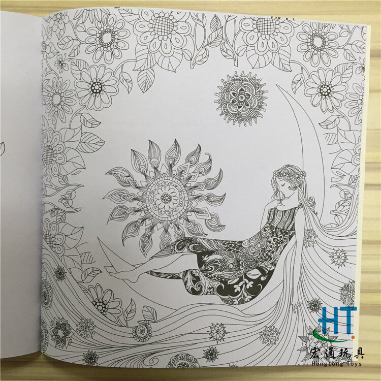 Libro de colorear de sueños mágicos de cuento de hadas para niños y adultos, libro de dibujo artístico para aliviar el estrés, matar el tiempo, grafiti, 24 páginas