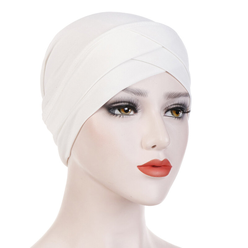 ผู้หญิงมุสลิม Hijab ผ้าพันคอหมวกด้านใน Hijab ผู้หญิงอิสลาม CROSS Headband Turban Headwrap Hairband ผู้หญิงมุสลิม Hijab Headscarf