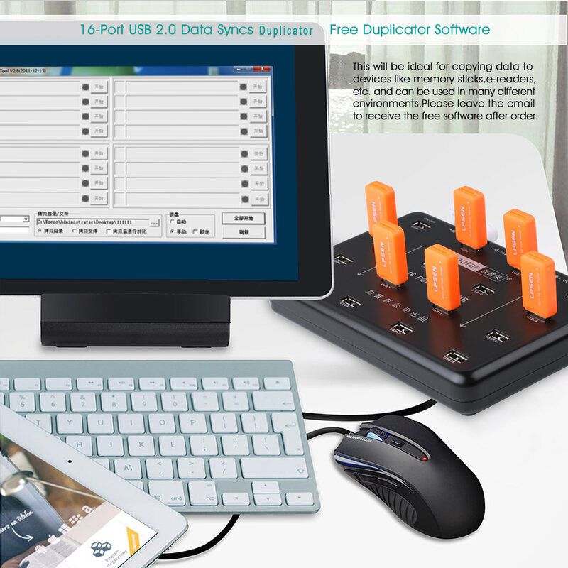 E極16ポートUSB 2.0デュプリケーター,Uディスクカードサポート,バッチ生産テスト,ソフトウェアコピー