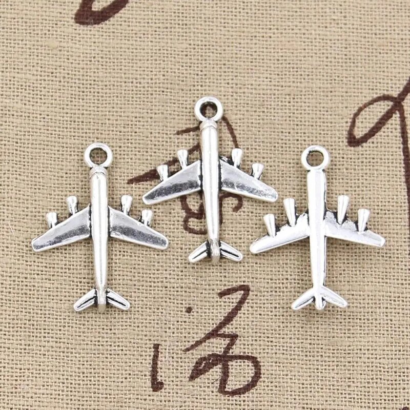 10Pcs Charms Vliegtuig Vliegtuig 27X21Mm Antiek Maken Hanger Fit, Vintage Tibetaanse Brons Zilver Kleur, diy Handgemaakte Sieraden