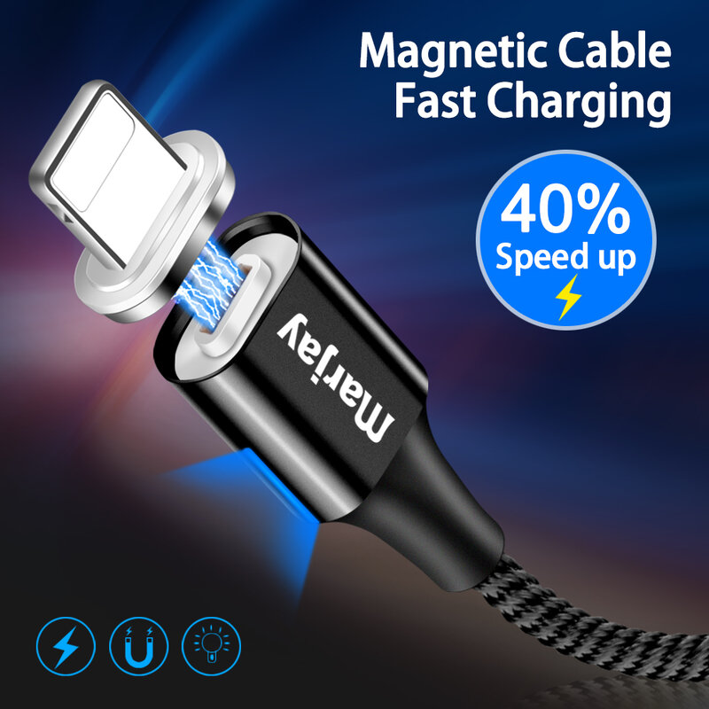 Marjay 3A Fast Charging Magnetic Cable Micro USB Type C Cable For iPhone XR XS Samsung S9 S10 Xiaomi Huawei USB-C Charger Cable