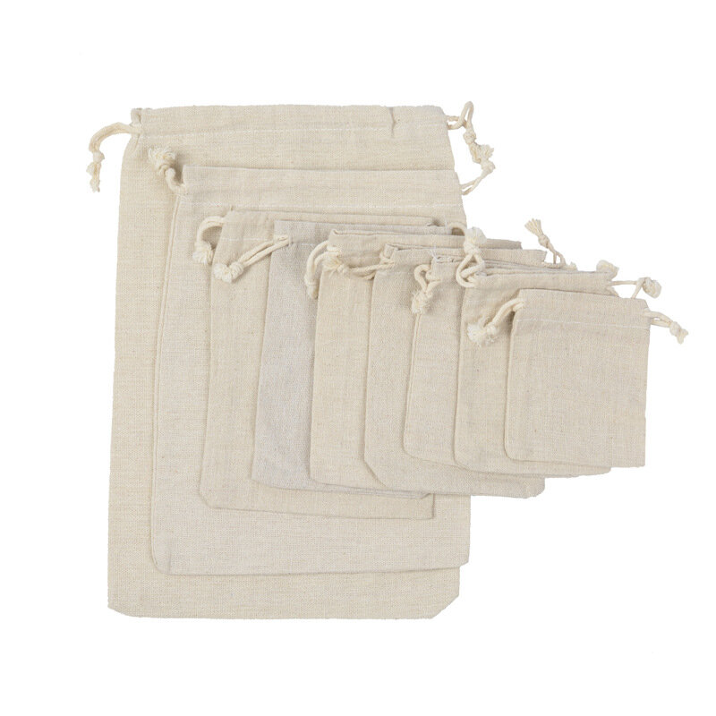 Naturalna biel bawełna niestandardowe sznurki worki do odkurzacza pokrowce na torebki bawełniana torba na zakupy do promocji opakowania na buty