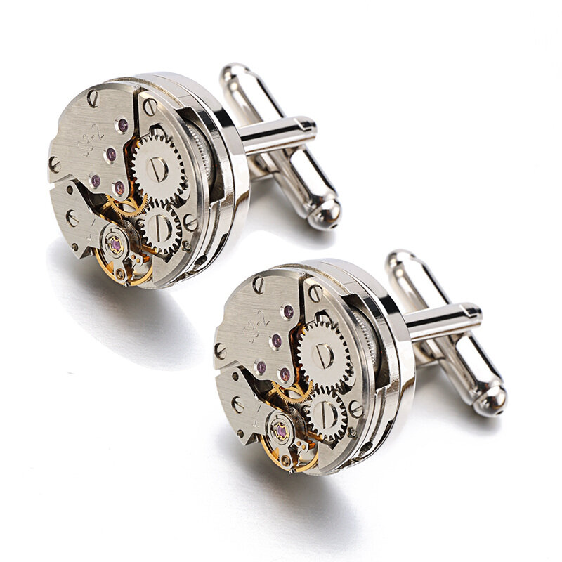 Lepton-gemelos de movimiento de reloj para hombre, mecanismo de reloj de engranaje Steampunk, gemelos de boda