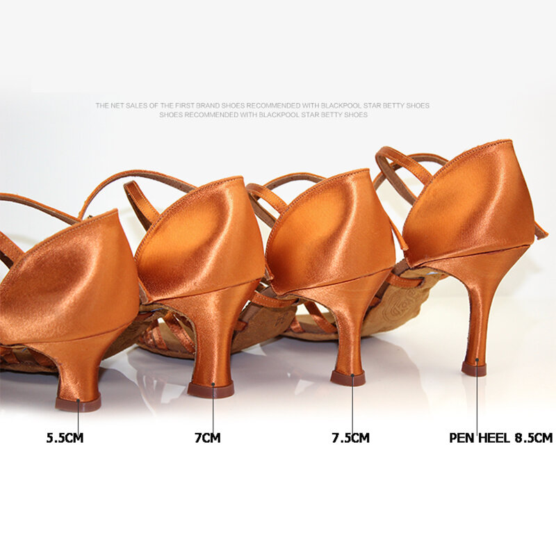 Туфли женские атласные с мягкой подошвой, обувь для латиноамериканских танцев, сальса, высокий каблук, импортированные, для взрослых, 2360-B
