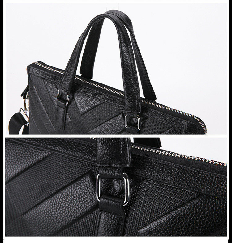Men Genuine Leather Business Briefcase New Design  Male Shoulder Corssbody Bag Casual Messenger Bag Laptop Handbag Travel Bag