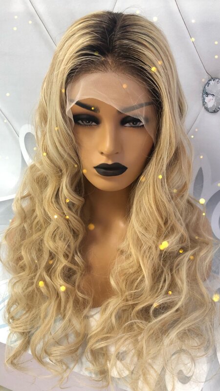 QueenKing hair Front Lace 180% Density Lemi Balayage Ombre Color Wig T4/27/613 Brazilian Remy hair Honey Blonde LemyBeauty