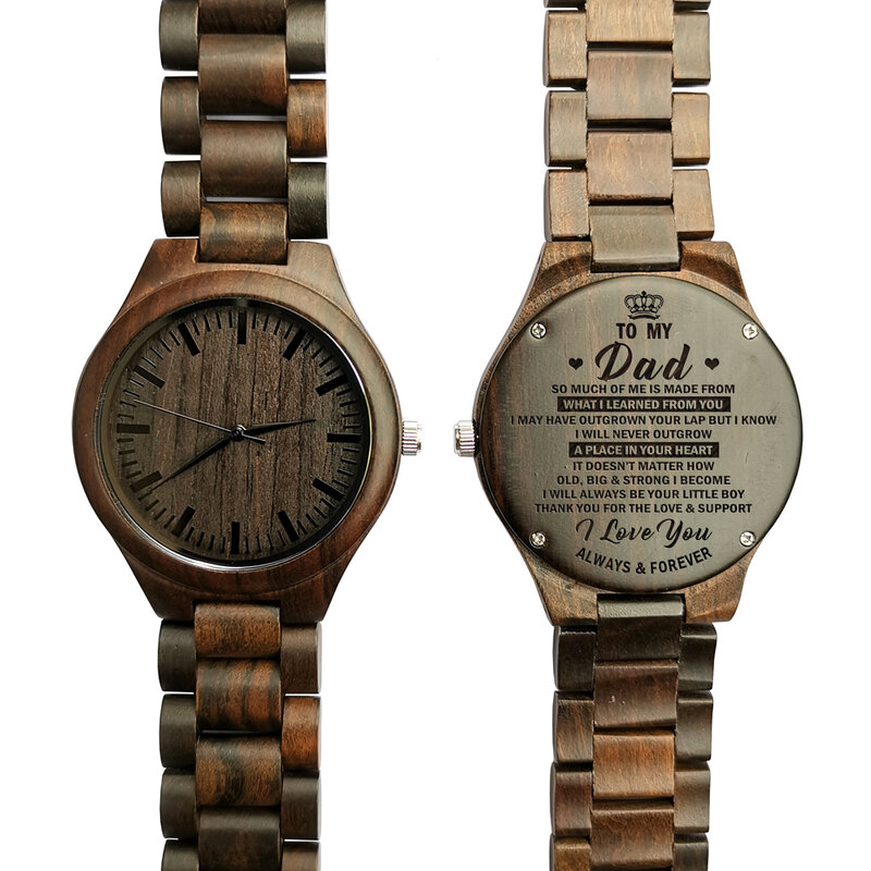 To My Dad-relojes cronógrafo militar de cuarzo para hombre, relojes de madera grabados, regalo para el Día del Padre, reloj de pulsera de moda