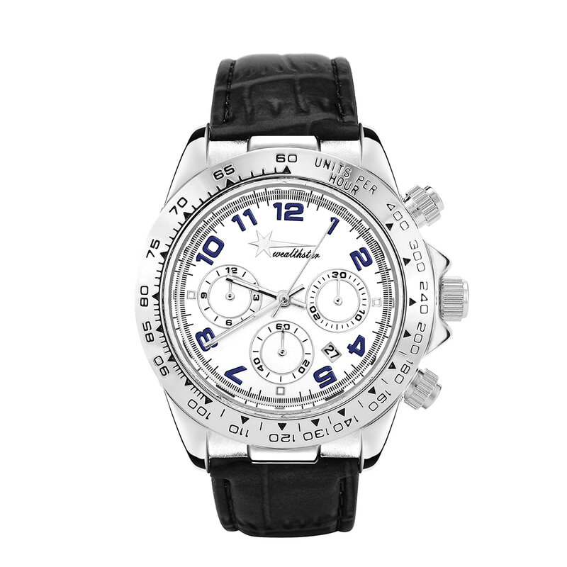 Wealthstar marca designer relógio masculino esportes ao ar livre pulseira de couro quartzo relógios relojes hombre marca famosa data automática