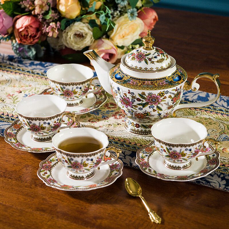 Europejska kość porcelanowa Teaware, amerykańska kawa zestaw filiżanek brytyjski domowy porcelanowy czajniczek zestaw, popołudniowy kamelia zestaw filiżanek do herbaty